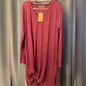 NWT long sleeve dress with knot bottom feature